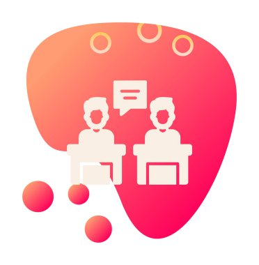 Konuşma yapan erkekler tartışma ikonu, vektör illüstrasyonunda ayakta duruyorlar