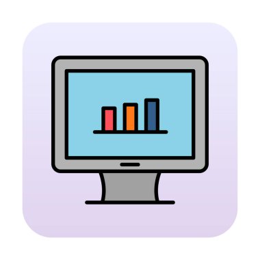 iş grafiği bilgisayar ekranında, vektör illüstrasyonu basit tasarım