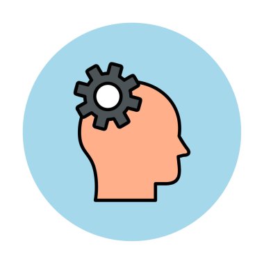 Düşünen baş simgesi, vektör çizimi basit tasarım