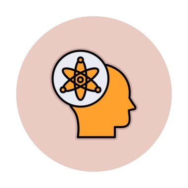 Atom, bilim simgesi, vektör illüstrasyon tasarımı olan insan kafası                                   