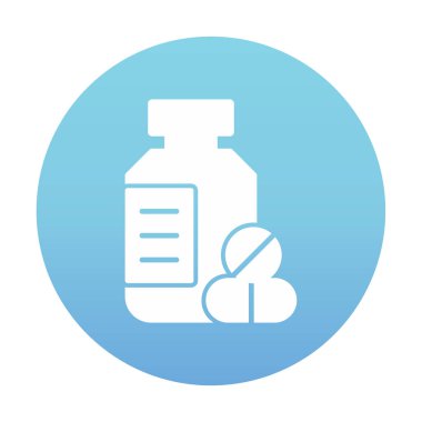 İlaç şişesi, ilaç ikonu, vektör illüstrasyonu                                         