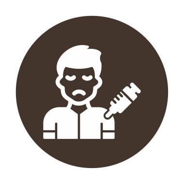 Şırıngalı üzgün adam. Uyuşturucu bağımlılığı kavramı, vektör illüstrasyonu