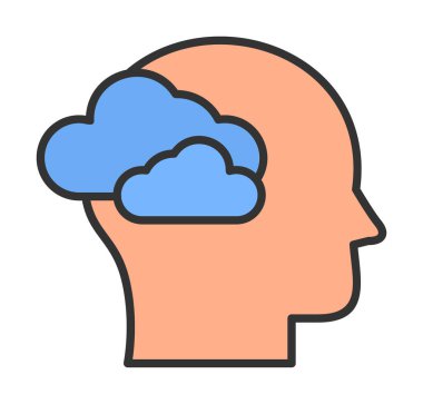 Bulut simgesi olan beyin, vektör illüstrasyonu