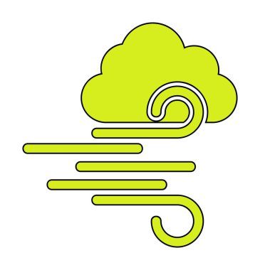 Bulutlu rüzgar simgesi, vektör illüstrasyonu 