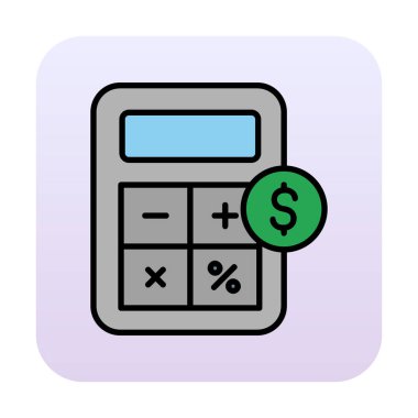 hesap makinesi düz simgesi, vektör illüstrasyonu