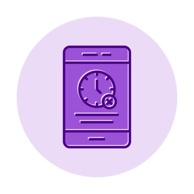 Ağ ve mobil uygulama tasarımınız için beyaz arkaplanda izole edilmiş akıllı telefon simgesi vektöründe zaman yok, zaman logosu kavramı