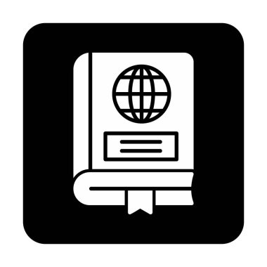 Coğrafya Kitabı web simgesi, vektör illüstrasyonu 