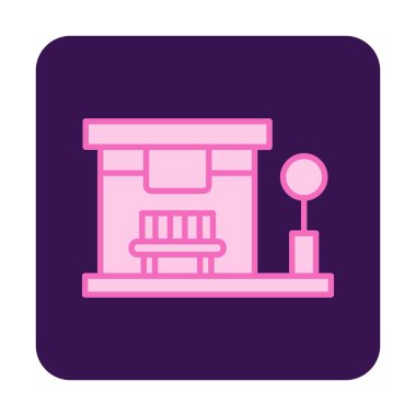 Otobüs Durağı vektör düz simgesi simgesi