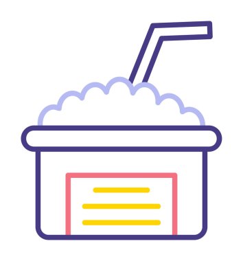 Saman simgesi vektör illüstrasyonlu köpüklü içecek 