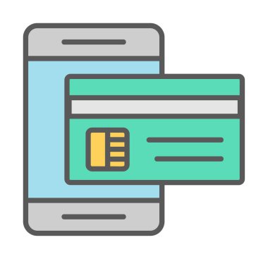 Basit Çevrimiçi Ödeme simgesi, vektör illüstrasyonu