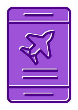 Uçak simgesi vektör illüstrasyonunda bilet