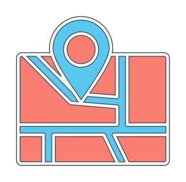 Konum iğnesi, vektör illüstrasyonlu harita simgesi