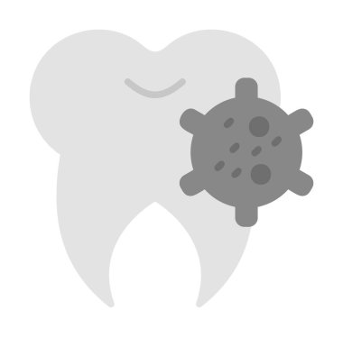 Diş simgesi üzerindeki bakteri, vektör illüstrasyonu  