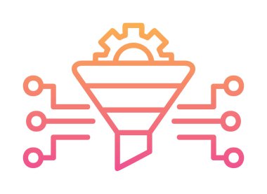 Dişli ve filtre simgesi, vektör illüstrasyonu ile Çalışma Süreci 