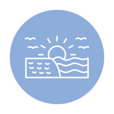 Deniz Ağı simgesinde gün doğumu, vektör illüstrasyonu 