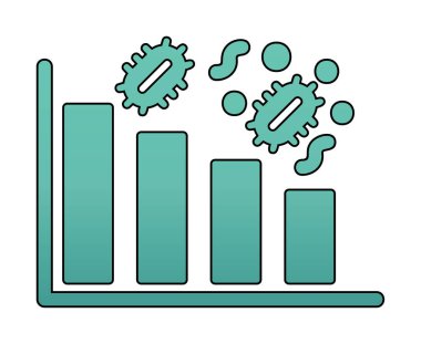 Grafik ve bakteri simgesi, vektör illüstrasyonu ile azalan kavram   