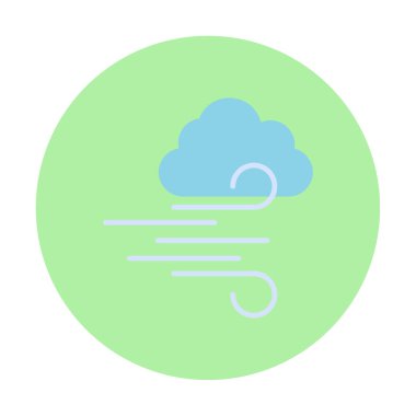 Bulutlu rüzgar simgesi, vektör illüstrasyonu 