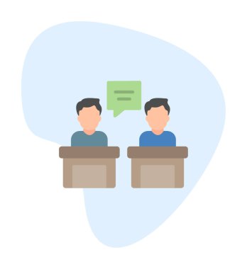 Konuşma yapan erkekler tartışma ikonu, vektör illüstrasyonunda ayakta duruyorlar