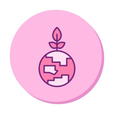 Bitki ikonu vektör illüstrasyonlu Dünya gezegeni 