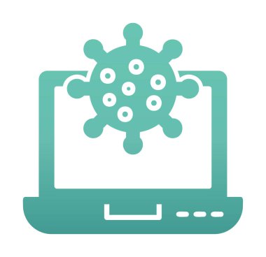 Kalkan virüs simgesine sahip dizüstü bilgisayar, düz dizayn 