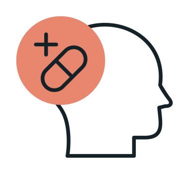 Tıbbi ve sağlık ikonu, vektör illüstrasyon. Ruh Sağlığı Konsepti                                    