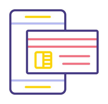 Basit Çevrimiçi Ödeme simgesi, vektör illüstrasyonu