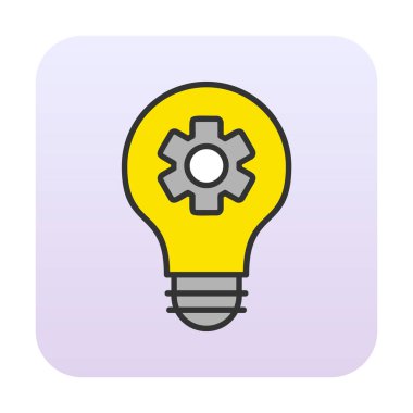 Simge vektör illüstrasyonunun içindeki vitesli basit ampul