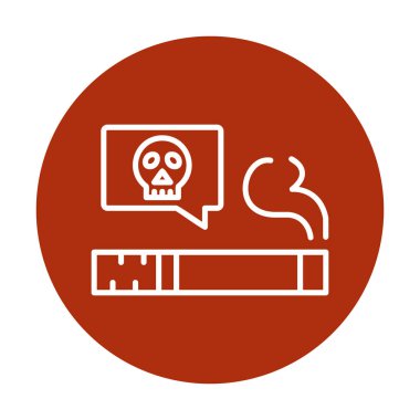 Sigara ikonlu düz kafatası. vektör 