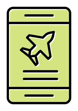 Uçak simgesi vektör illüstrasyonunda bilet