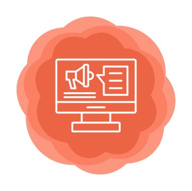 bilgisayar monitörü ve megafon, Dijital Kampanya konsept vektörü