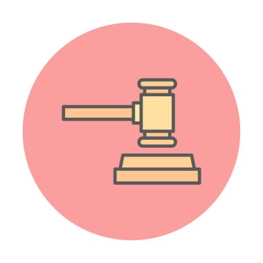 Mahkeme tokmağı ikonu. Hakim tokmak vektör simgesi rengi düz izole