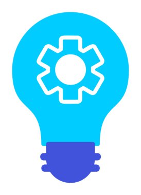 Simge vektör illüstrasyonunun içindeki vitesli basit ampul