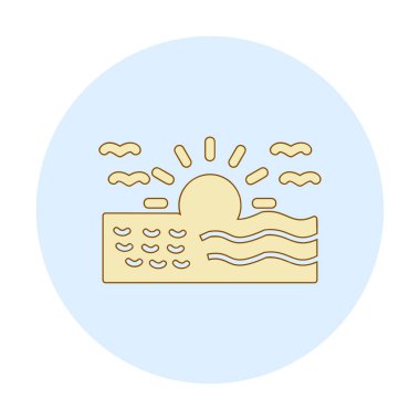 Deniz Ağı simgesinde gün doğumu, vektör illüstrasyonu 