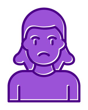 Üzgün kadın web simgesi basit vektör illüstrasyonu