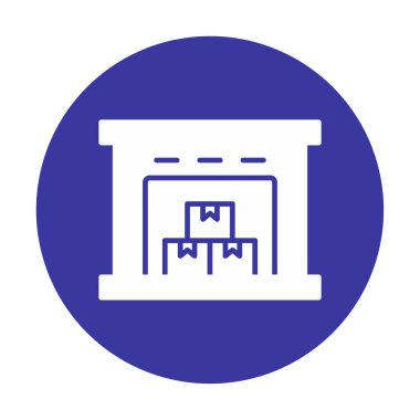 Kutu simgesi ve vektör illüstrasyonlu depo 