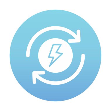 Enerji simgesi, daire oklu ışıkyılı, vektör illüstrasyonu