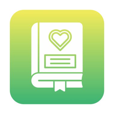 Kalp ikonu ve vektör illüstrasyonlu romantizm kitabı 