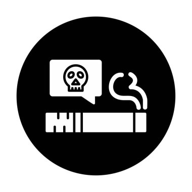 Sigara ikonlu düz kafatası. vektör 