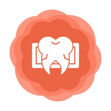 Diş bakımı ikonu, basit tasarım. Vektör çizimi. Diş röntgeni                                