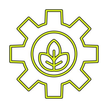 Bitki simgesiyle çark, gezegen konseptinin ekolojik sürdürülebilirliği, vektör illüstrasyonu