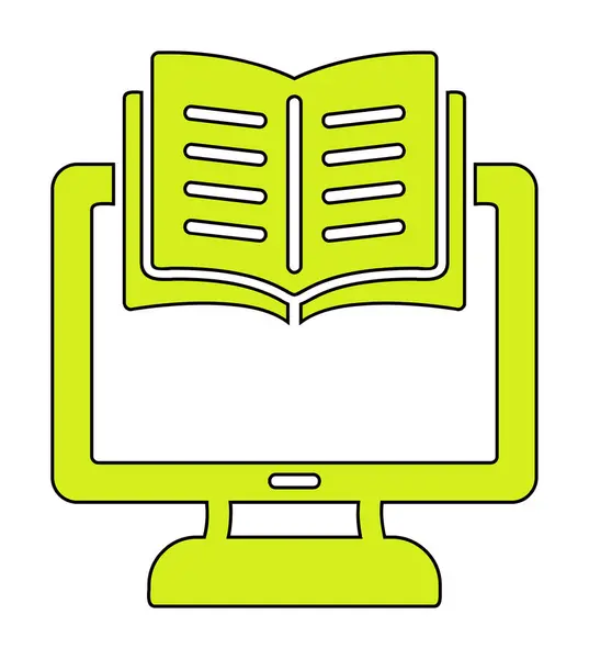 Book Computerscherm Icoon Vectorillustratie — Stockvector