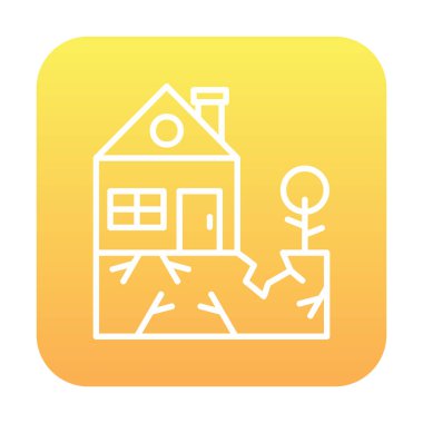 Deprem ikonu üstüne ev ve bitki. vektör illüstrasyonu