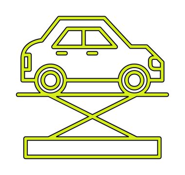 araba kriko ve onarım servisi, vektör illüstrasyonu  