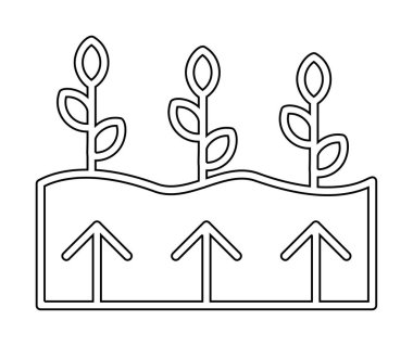 Bitkiler ve oklar ikon vektör çizimi. Jeotermal Enerji Konsepti                   