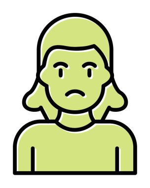 Üzgün kadın web simgesi basit vektör illüstrasyonu