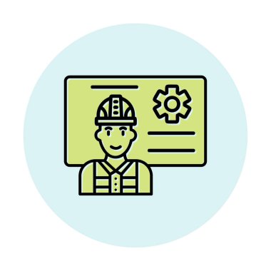 Mimar, sunum simgesi vektör illüstrasyonu yapıyor 