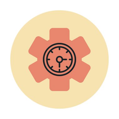 Saat simgesi, vektör illüstrasyonu, zaman sembolü ayarlanıyor. İçerideki saat dişlisi 