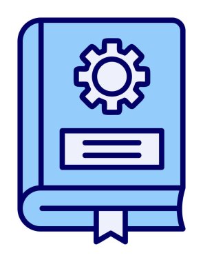 Mekanik kitap düz simgesi, vektör illüstrasyonu 