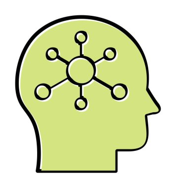 Psikoloji işaretli beyin simgesi tasarım vektörü illüstrasyonu