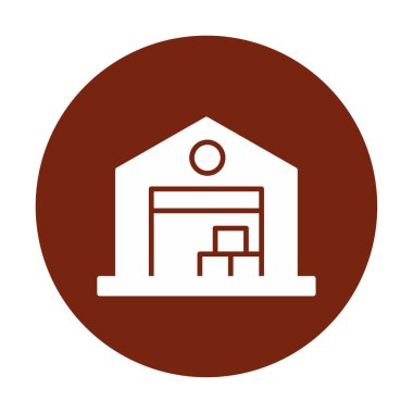 Kutu simgesi ve vektör illüstrasyonlu depo 